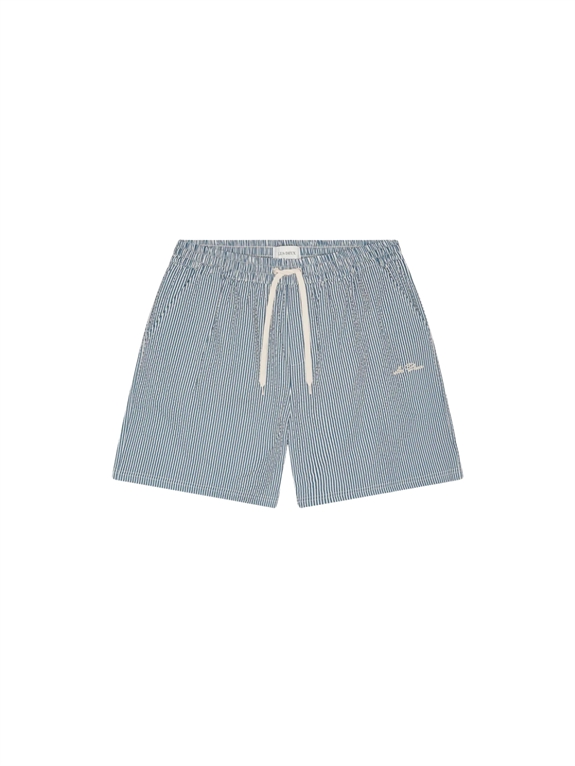 Les Deux Stripe Seersucker swimshorts - Dark Denim Blue